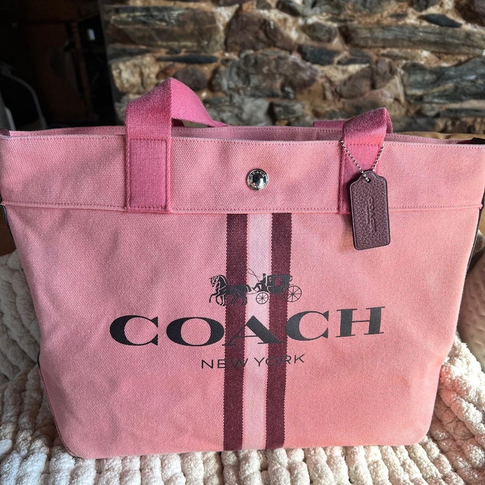 Authentic large pink Coach tote